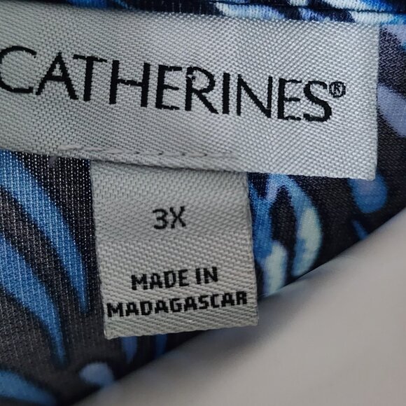 Catherines Dress Womens Plus Size 3X Blue Tie Waist Midi Summer Stretch Surplice - Picture 4 of 6